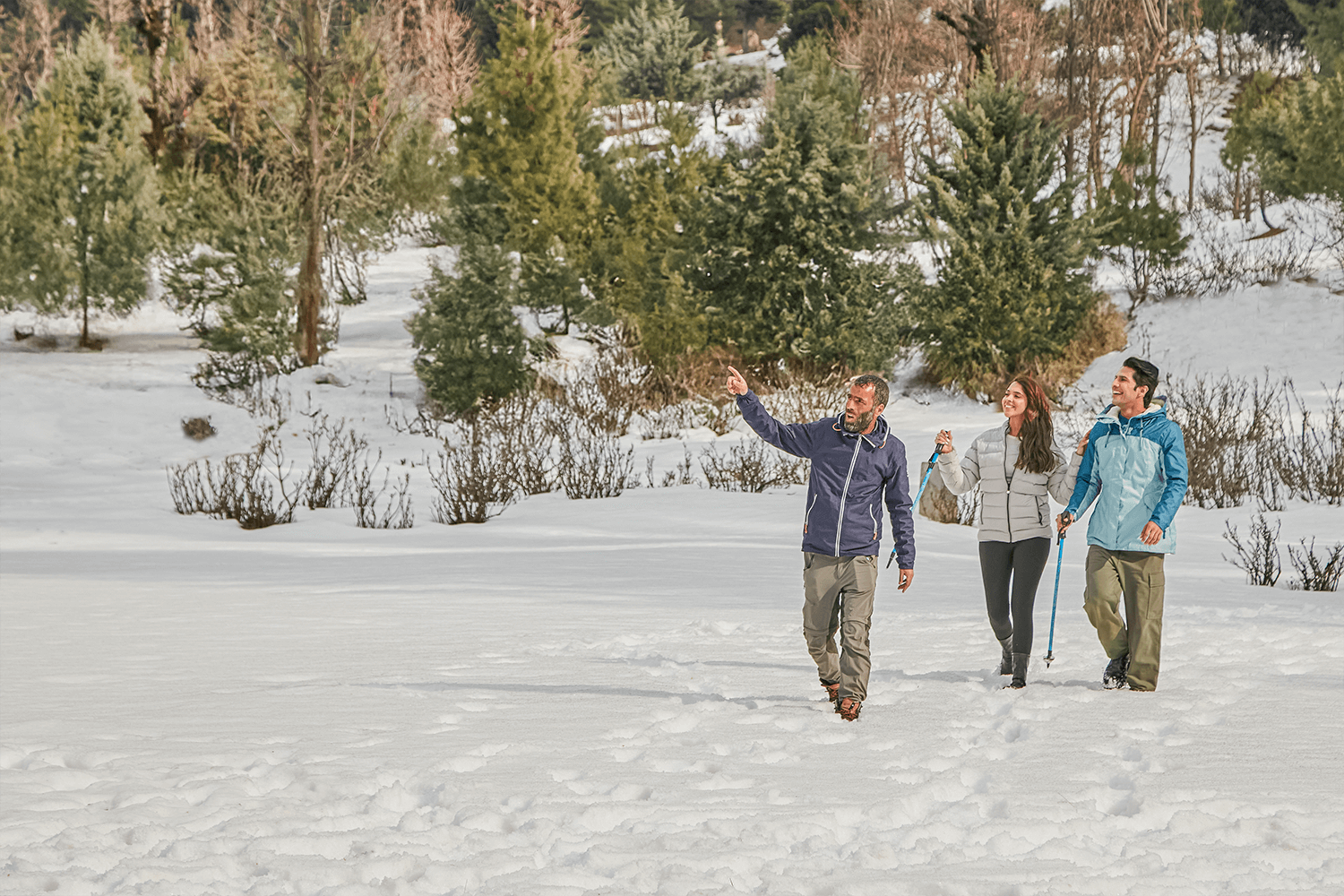 Winter picnic in snow