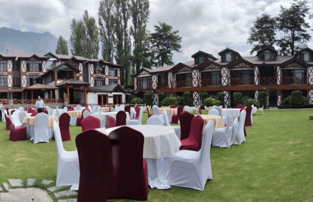 Banquet lawn at Hotel Heevan Pahalgam